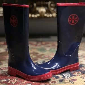 Tory Burch Navy Rain Boots